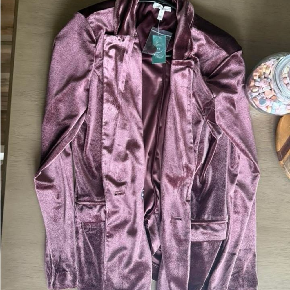 Maurices Velvet Blazer in Rich Burgundy